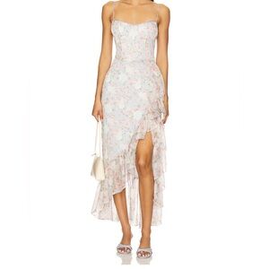 ASTR The Label Light Blue Midi Floral Dress